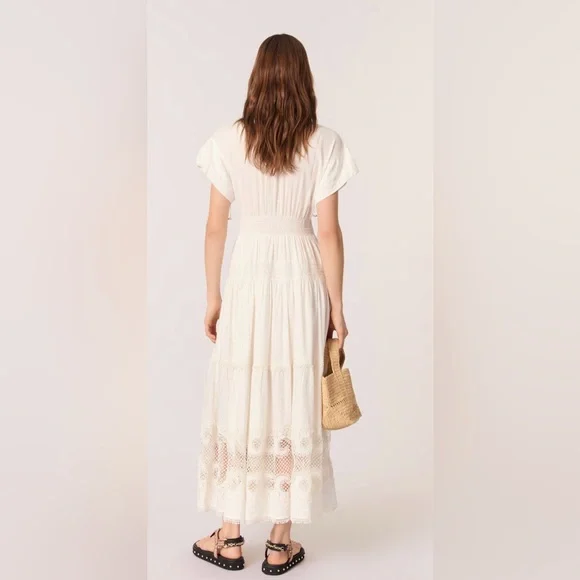 maje embroidered ruffled maxi dress Embroidered ruffled maxi dress White For Women